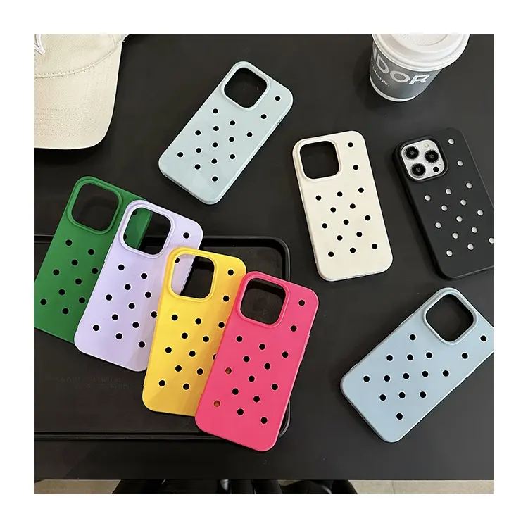 Japanese Korean Women's Hole Shell DIY Buckle Tpu Soft Mobile Phone Case for iPhone 14 pro max 12 11 13 15 Hold Croc Charms