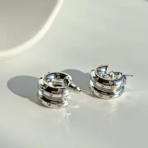 2024 nouveau 18k plaqué or résistant à l'<span class=keywords><strong>eau</strong></span> en acier inoxydable Anti allergie Double trois couches Zircon boucles d'oreilles - Product Image 6