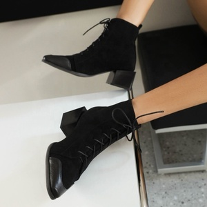 Super Large Size 48 Women's Low Square Heels Ankles <b>Boots</b> Big Feet Fit Shoes Short Booties Multi-colors Options Shoes - Product Image 6