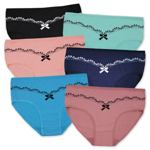 Wholesale Plain Cotton Women <strong>Panties</strong> Mid Rise Curvy Full Coverage <strong>Tiny</strong> Lace Bow Anti-light Underwear Ready to Ship 2XL-4XL - Product Image 2