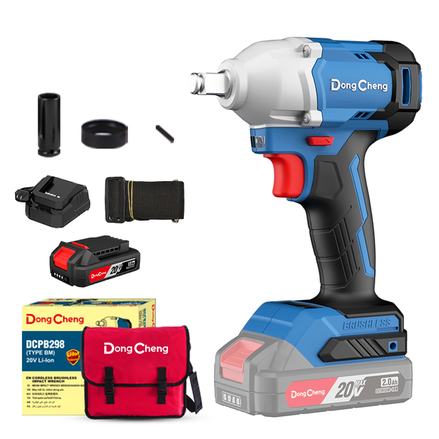 Dong Cheng Single Battery 20V 2.0Ah Industry Brushless High Torque 298N.m Electric Impact Wrench
