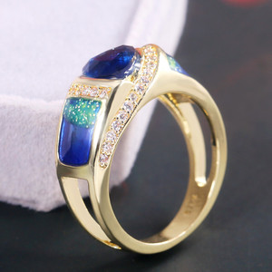 Anello dal Design Vintage di Colore Blu, Anello Classico da Dito per Donne - Product Image 6