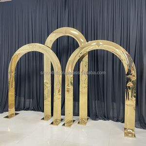 Arche de mariage en métal doré de luxe en acier inoxydable de haute qualité pour la mise en scène d'événements - Product Image 2