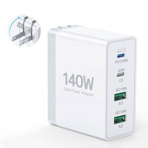 Chargeur mural USB-C HNT GaN 140W très rapide, 4 ports USB, prise pliable, <span class=keywords><strong>adaptateur</strong></span> pour ordinateur portable MacBook Dell iPad Pro <span class=keywords><strong>iPhone</strong></span> - Product Image 1
