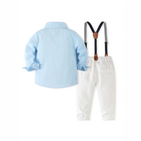 Ensemble Costume Enfant Bleu Clair avec Bretelles, Chemise et Pantalon – Tenue de Cérémonie Printemps-Automne pour Fêtes