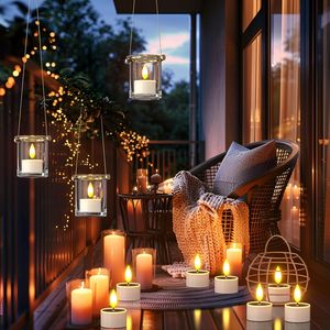 ALECTER Rechargeable Flameless <b>LED</b> Votive Candles Dusk Dawn Sensor Solar <b>Tea</b> <b>Lights</b> IP65 Waterproof Patio Garden Outdoor - Product Image 4