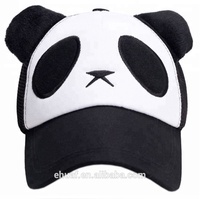 Gorra de Béisbol de 5 Paneles de Sarga de Algodón para Niños, Gorra con Bordado de Orejas de Panda, Gorra de Béisbol Infantil con Diseño de Panda