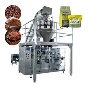 Weigh And Fill Machine Coffee Bean Smart Linear Weigher Horizontal 4 Station Doypack Packing Machine Packaging Line