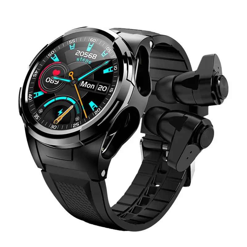 Фитнес часы Android Ios смарт водонепроницаемый Reloj 2 в 1 Smartwatch S201 Смарт-часы с синий зуб наушники