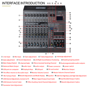 Profissional 8 canais <span class=keywords><strong>mixer</strong></span> festa sala de reuniões e karaoke processador de áudio mistura com BT gravação e monitoramento suporte - Product Image 4
