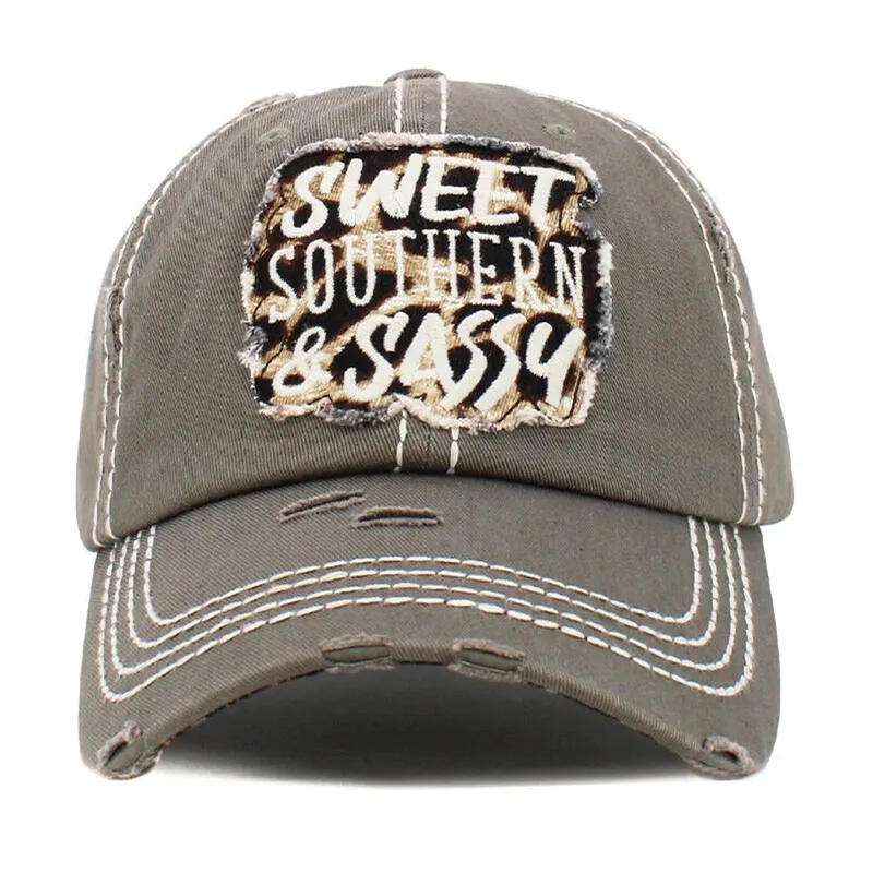 Sweet Southern Sassy Washed Vintage SportsCapsコットンウォッシュディストレスト野球帽カジュアルパパハット