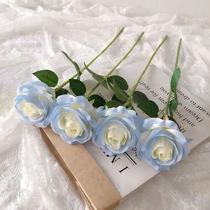 Rosa Artificial de Tallo Único, Color Azul Hielo, Flor de Seda para Decoración de Sala de Estar, Centro de Mesa para Bodas, Arreglos Florales para el Hogar - Product Image 5
