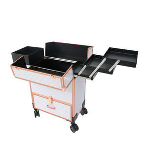 Carrito de Salón Qihui para Maquillaje, 3600, Blanco, Negro, Oro Rosa, 4 Ruedas Giratorias con Bloqueo, Tapa con Cierre, Fácil de Mover, Almacenamiento Profesional - Product Image 1