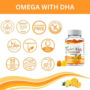 Vitaminas gomosas DHA deliciosas naturales para niños Suplementos herbales de caramelo gomoso tricolor con soporte O Em - Product Image 4
