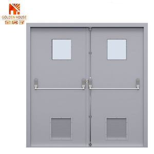 Porte <span class=keywords><strong>à</strong></span> double porte intérieure en acier coupe-feu de 3 'x 7' avec barre de poussée - Product Image 6