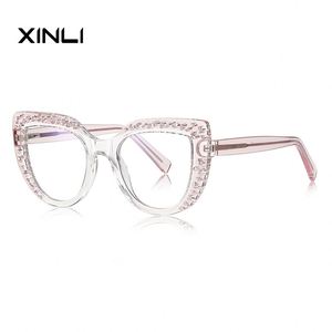 XINLINew Design 2187 Ins Style TR90 Optical Frame Cat Eye <b>Glasses</b> Animal Print Blue <b>Light</b> Full-Rim Butterfly Shape for Women - Product Image 6