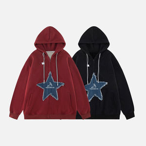 Felpa con Cappuccio e Zip YouChen Personalizzata con Ricamo a Stella, 100% Cotone, Design alla Moda con Coulisse, Vendita all'Ingrosso - Product Image 4