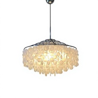 Lustre artistique de designer en forme de coquille, LED argenté, pour salon, salle à manger, chambre à coucher, en nacre, style français créatif rétro, luxe léger
