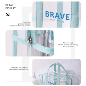 Bolsa de maquillaje de viaje, bolsa de playa con separación de seco y húmedo, bolsa impermeable para natación y fitness, bolsa transparente para maquillaje, bolsa de mano. - Product Image 3