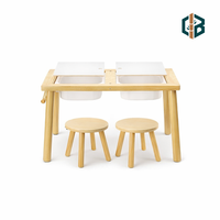 Table sensorielle en bambou pour enfants, bureau d'activités Montessori en bois pour tout-petits avec bacs de rangement, vente en gros pour enfants, logo personnalisé OEM