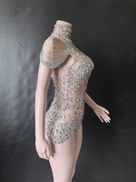 Nouvel été 7G pôle danse Performance body strass Stretch Drag Queen Clubwear tenue maigre genou doux pour les fêtes Raves