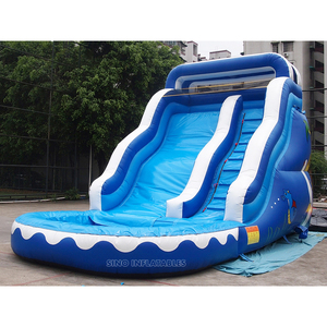 Cầu trượt nước thương mại lượn sóng 17 'với hồ bơi làm bằng 18 oz. Bạt PVC từ nhà sản xuất bơm hơi Quảng Châu - Product Image 1