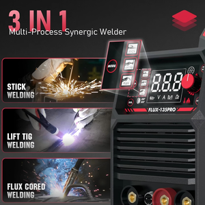 เครื่องเชื่อม YEESTECH FLUX-135PRO 3-in-1 แบบดิจิตอล พร้อมจอแสดงผล รองรับการเชื่อมแบบฟลักซ์คอร์ แก๊สเลส <span class=keywords><strong>MIG</strong></span>/Lift TIG/Stick กำลังไฟ 135A 110V 10-25  พร้อมหัวเชื่อมแบบ Lift TIG - Product Image 2
