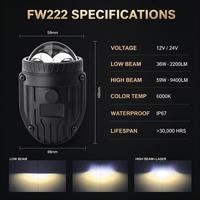 Phare antibrouillard LED haute puissance 2 pouces Bi-LED, projecteur de lumière antibrouillard, longue durée de vie, IP67 pour Toyota RAV4 2022 2024 Yaris 2020 2021