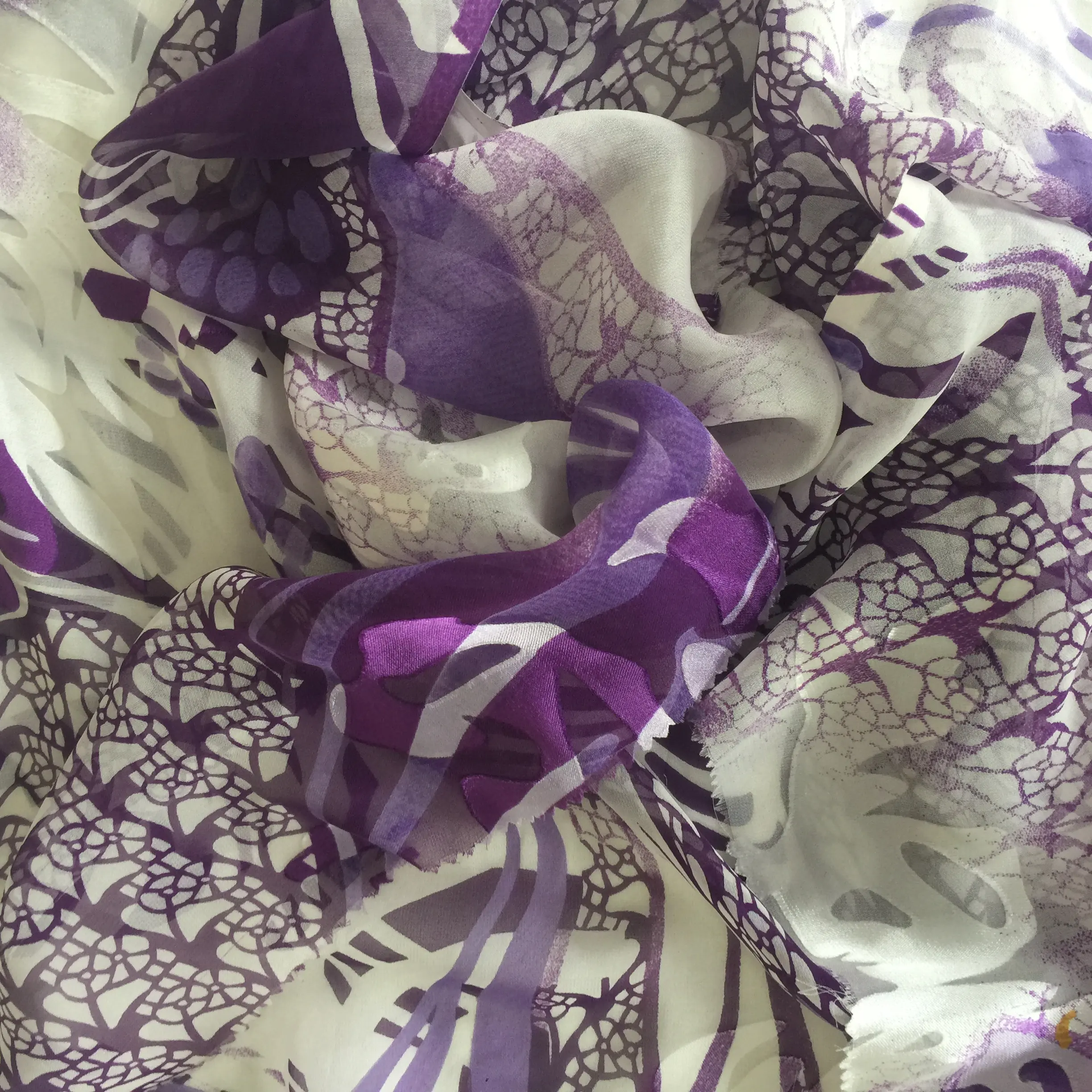 high quality silk rayon satin printed burnout