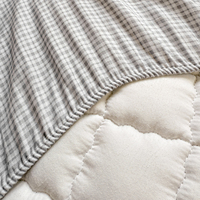 Parure de lit moderne à carreaux 100 % coton, drap-housse brodé motif ours, doux comme des nuages, ensemble de literie 3 pièces