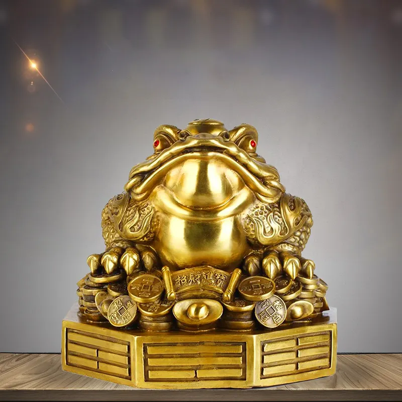 Bagua golden toad ornaments red copper three-legged transporter to make money golden toad bronze