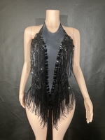 Strass scintillants paillettes gland justaucorps femmes Sexy Performance body pour boîtes de nuit scène porter chanteur danseur Costume 7G