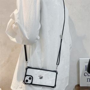 Étui de téléphone avec trou pour cordon à quatre coins pour <span class=keywords><strong>iPhone</strong></span> 16 13 14 15 Pro 12 11 Pro Max, <span class=keywords><strong>coque</strong></span> rigide en PC avec boucles de chaîne inférieure - Product Image 3