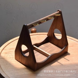 Solid Wood <b>Black</b> Walnut Key Holder Double Compartment Storage Rack Desktop Organizer Living Room Jewelry Box - Product Image 5