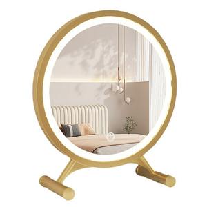 İskandinav tarzı büyük makyaj aynası masaüstü LED ışık öğrenci yurt yatak odası dolgu ışığı ile soyunma masa yuvarlak ayna - Product Image 1