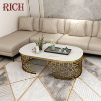 Table basse ovale en marbre, support en acier inoxydable, design moderne, table de thé blanc, meuble de salon, nouveau modèle, livraison gratuite