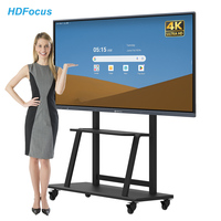 Tableau blanc interactif HDFocus 65 75 85 pouces, tableau intelligent 4K, double système d'exploitation, écran tactile, affichage tout-en-un pour salle de réunion et conférence