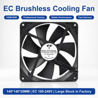 Ventilateur de refroidissement sans balais EC 14025 140x140x25mm 100-240V Tension universelle Ventilateur axial à faible bruit pour la ventilation industrielle