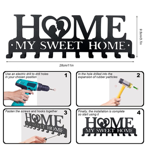 Jh-mech – porte-clés mural en métal rustique, décoration de la maison, My <span class=keywords><strong>Sweet</strong></span> Home, porte-clés mural - Product Image 6