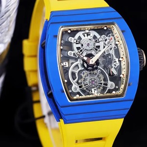 Luxury Blue Carbon Fiber Men's Mechanical <b>Watch</b> Gold <b>Skeleton</b> Tonneau Shape Waterproof <b>Automatic</b> Wristwatch Factory Wholesale - Product Image 2