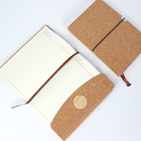 4 Estilos de Cuadernos A5 Personalizados Promocionales de Corcho Hechos a Mano, Cuadernos de Piel Sintética para Negocios con Encuadernación Térmica y Cierre de Banda Elástica