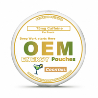 Pochettes énergétiques personnalisées OEM en gros avec 75 mg de caféine, Alpha GPC, L-Tyrosine, L-Théanine, sans sucre ni édulcorant artificiel