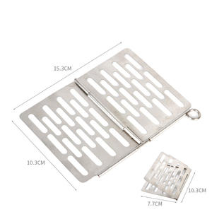 Portable En Acier Inoxydable Pliant BBQ Pique-Nique Griller Panier Grand Outil Utile Barbecue Poisson Légumes Crevettes-pour Camping Randonnée - Product Image 1