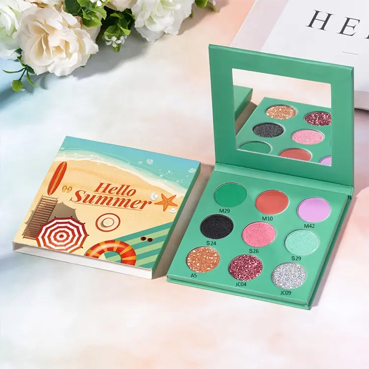 Tùy Chỉnh Logo Của Bạn 9 Màu Sắc Tố Cao Ánh Sáng Lung Linh Nhãn Hiệu Riêng Eye Makeup Eyeshadow Palette