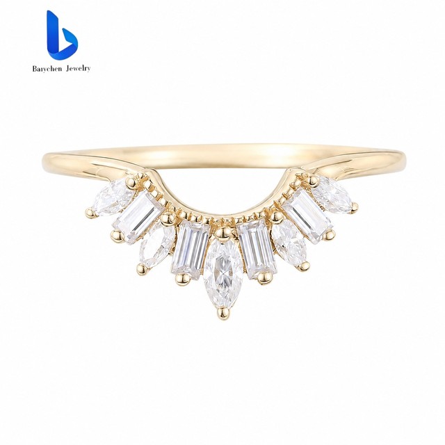 New Arrival Gold Contour Lab Grown Diamond Wedding Ring With Mixed Cuts Diamond Jewelry