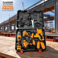 Prix d'usine, vente en gros, kit combiné d'outils électriques professionnels 4 en 1 sans balais, série Orange, robuste, comprenant marteau, meuleuse et clé à chocs