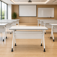 Table de formation pliante commerciale, bureau d'étudiant pliable pour l'école, table de réunion pliable avec étagère de rangement sous le bureau
