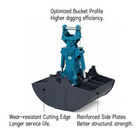 We-Attach WCB08R-V2 Nouvelle benne hydraulique rotative pour excavatrice, double coque, haute résistance, capacité personnalisée 2m³ 3m³ 4m³