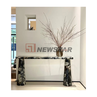 Nordique décor à la maison moderne salon travertin pierre meubles Table d'entrée étroite haute marbre Console Table