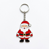 Porte-clés en métal en alliage de zinc émaillé souple, personnalisé OEM, motif Père Noël mignon, pour cadeaux souvenirs de Noël